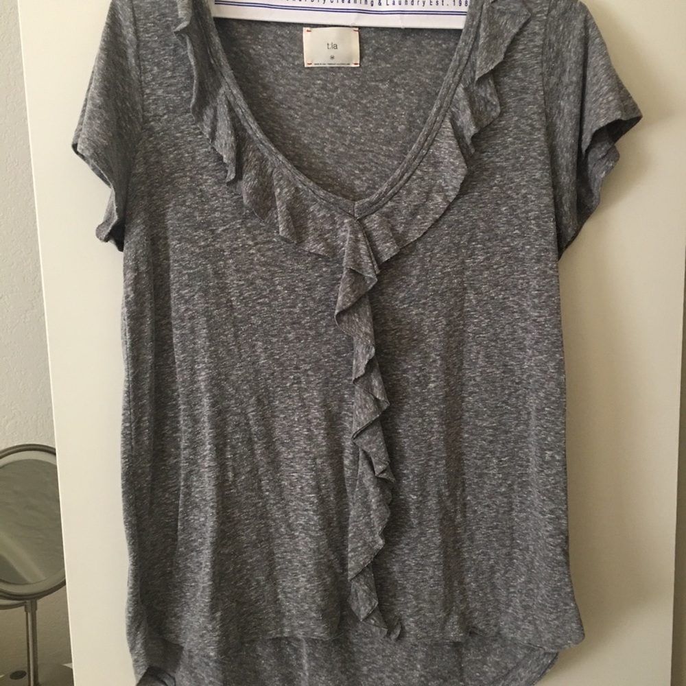 Anthropologie Grey Cotton Blend T-shirt Sz M